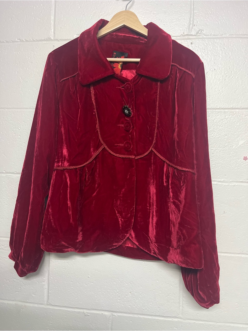 whimsigoth fairycore romanticgoth red velvet jacket button up